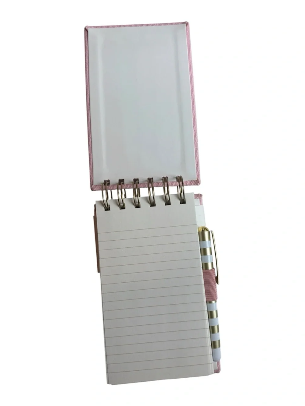 Embroidered Pink Notebook with Yellow Pencil Design
